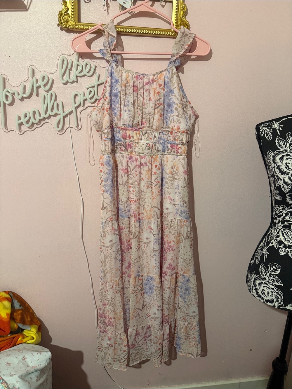 Speechless Girls Floral Maxi Dress in Pink and Blue